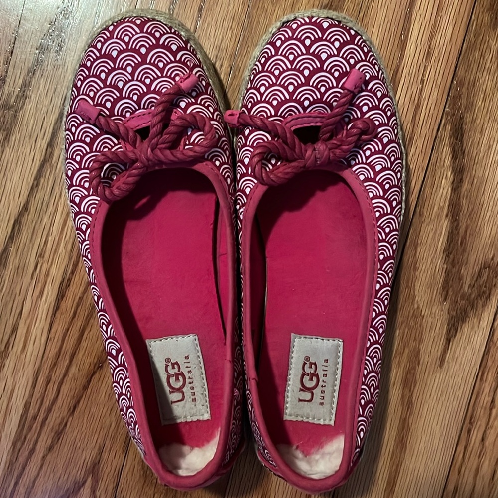 Pink loafers.